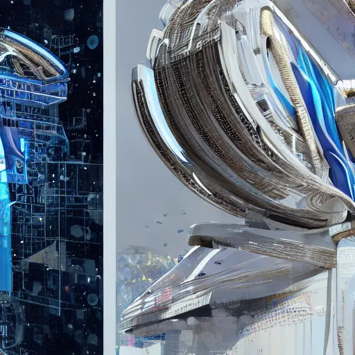 Image similar to sci-fi motherboard structure on the coronation of napoleon painting and digital billboard in the middle, unreal engine 5, keyshot, octane, artstation trending, ultra high detail, ultra realistic, cinematic, 8k, 16k, in style of zaha hadid, in style of nanospace Michael Menzelincev, in style of Lee SOUDER, colors in style of the Blade Runner 2049, in plastic, dark, tilt shift,