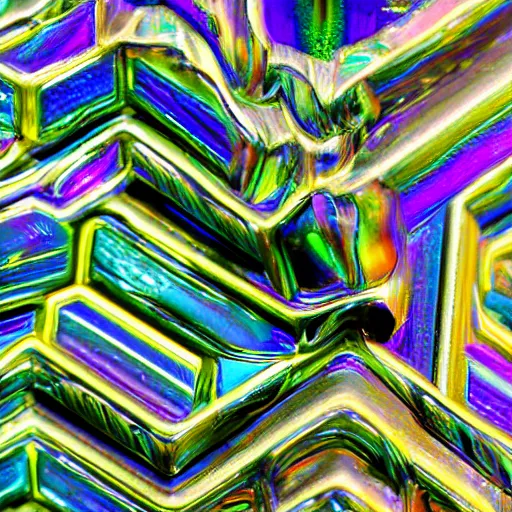 Prompt: beautiful macro bismuth photo highly detailed