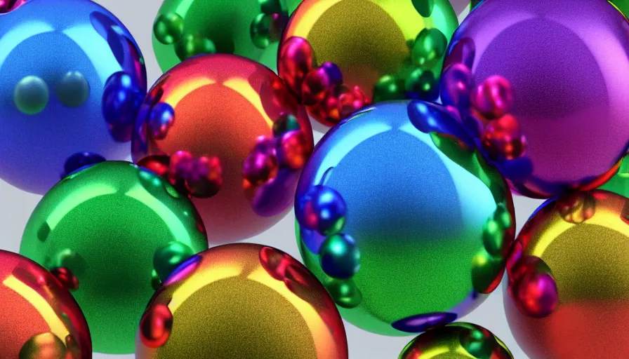 Image similar to metallic rainbow spheres in water, hyperdetailed, artstation, cgsociety, 8 k