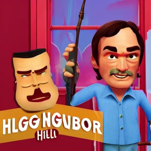 Image similar to quentin tarantino in the videogame hello neighbor