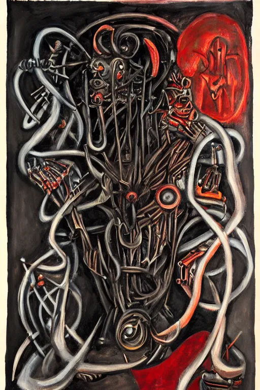 Image similar to biomechanical talisman of evil stygian rituals, god of darkness by maggi mcdonald, mark rothko, sabina klein