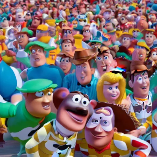 Image similar to where in waldo in toy story 3, 3 d render, 8 k, vivid, medium shot, wes anderson frame style