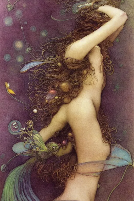 Image similar to portrait of a beautiful faerie, golden ratio, detailed, rainbowshift, by jean - baptiste monge, maxfield parrish, john william waterhouse, brian froud