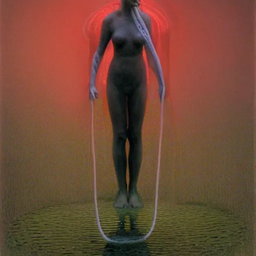 Prompt: portrait, standing in a green lake, woman wrapped around by tubes and cables, nun, glowing red, by edgar maxence and ross tran, zdzisław beksinski, and michael whelan, distant, gustav dore, h. r. giger, 8 k, octane render