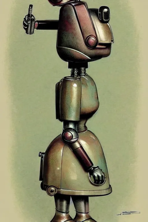 Image similar to (((((1950s maid android robot art . muted colors.))))) by Jean-Baptiste Monge !!!!!!!!!!!!!!!!!!!!!!!!!!!