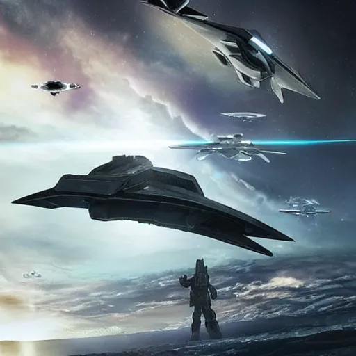 Image similar to epic photo, futuristic starship, halo, military, highly detailed