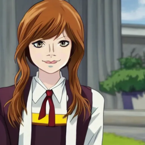 Image similar to emma stone as hermione granger as an anime