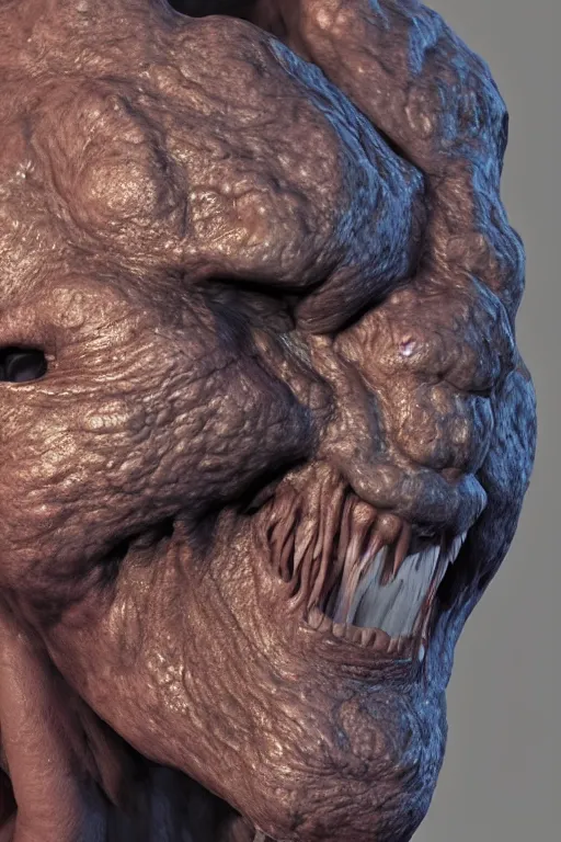 Prompt: close up beautiful zbrush scupt of a zergling's battle worn face