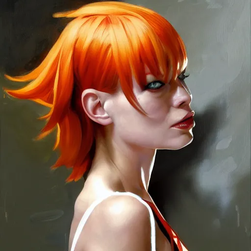 Image similar to greg manchess portrait painting of milla jovovich as leeloo from the 5 th element as overwatch character, medium shot, asymmetrical, profile picture, organic painting, sunny day, matte painting, bold shapes, hard edges, street art, trending on artstation, by huang guangjian, gil elvgren, ruan jia, randy vargas, greg rutkowski