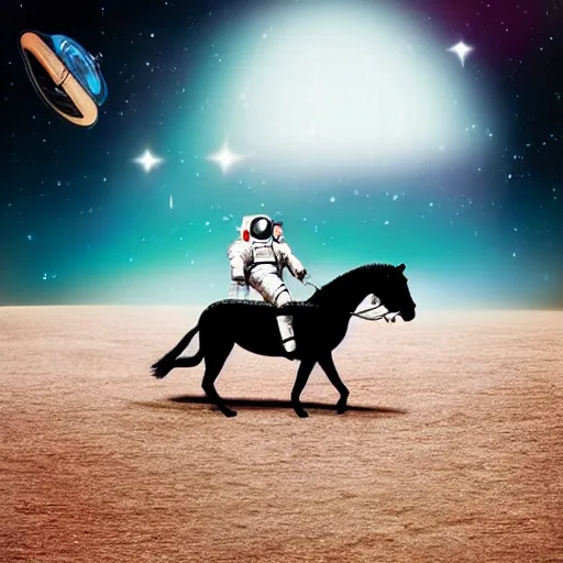 Image similar to astronaut riding a horse in space