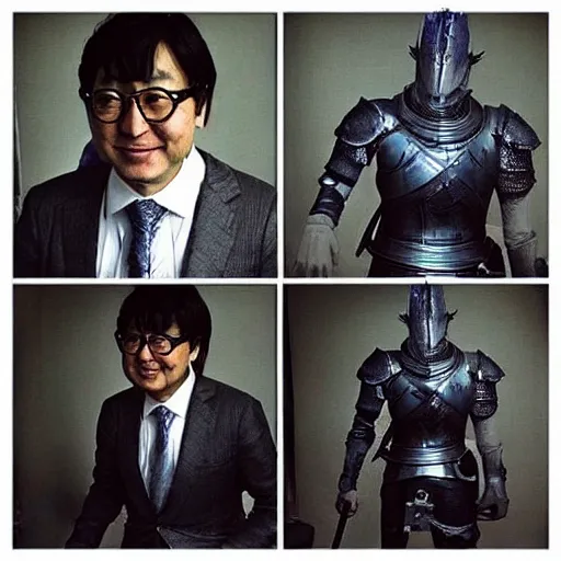 Image similar to “ hidetaka miyazaki as a dark souls boss with no armor ”