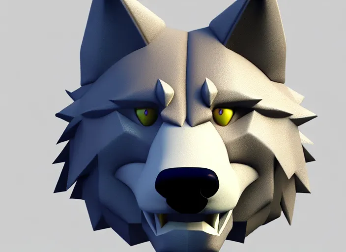 Prompt: furry wolf head, stylized stl, 3 d render, michael vicente style