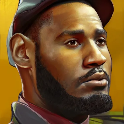 Image similar to Lebron James, Mao Zedong portrayed by Los Angeles Laker Lebron James, digital art, trending on artstation oil on canvas artstation by J. C. Leyendecker and Edmund Blair Leighton and Charlie Bowater octane render