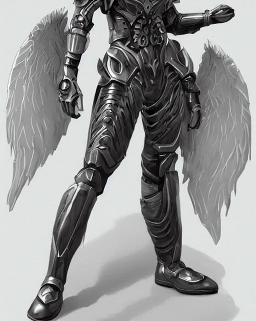 Image similar to completely frontal and centre blueprint schematics design of an empty armour of an angel warrior, focus on the pants and boots with graved runes, close-up on legs, highly detailed, digital painting, artstation, concept art, smooth, sharp focus, illustration, art by Artgerm and Hajime Sorayama