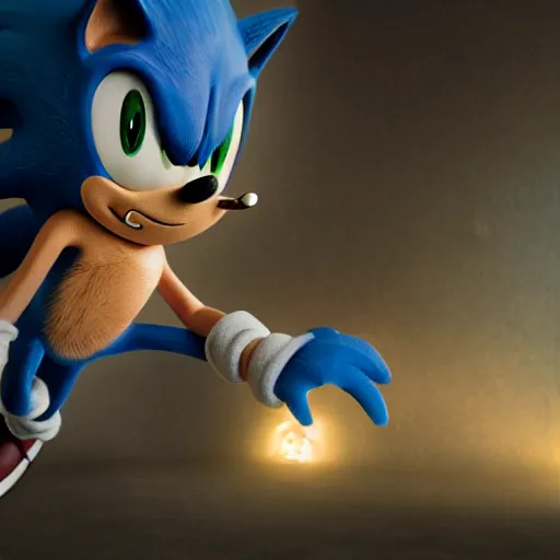 Image similar to sonic strangling a human to death, dslr, 8 k, octane beautifully detailed render, dark mood, cinematic lighting, detailed photo, masterpiece, volumetric lighting, ultra realistic, highly detailed, high quality, lossless, photorealistic