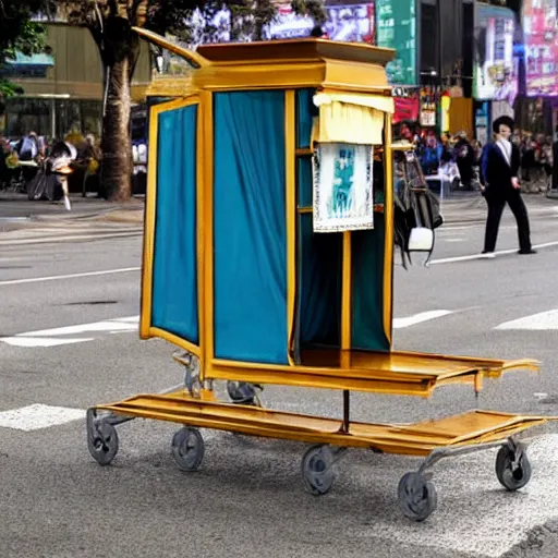 Prompt: a self - walking sedan chair