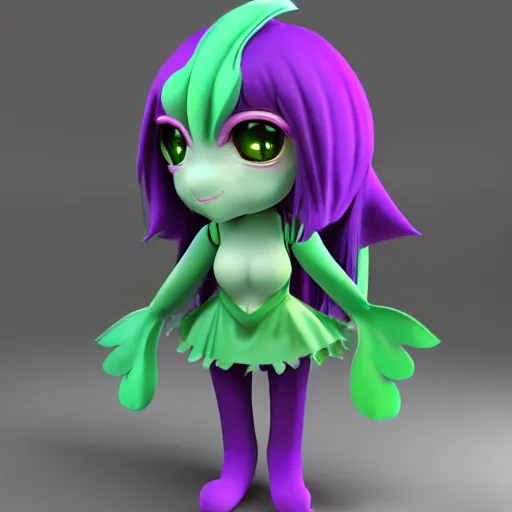 Image similar to cute fumo plush of a knight catgirl of a royal legion, green and purple, monster girl, vray