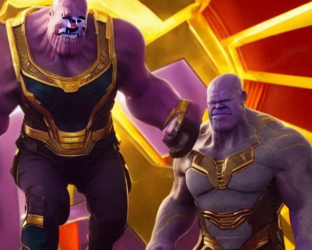 Prompt: news footage of thanos leading the capital insurrection