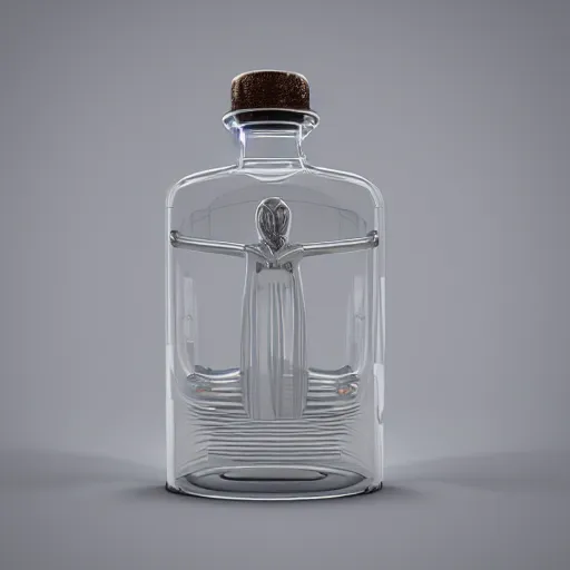 Image similar to transparent ancient boar skull flask, raytracing, orthographic 3d rendering, octane render