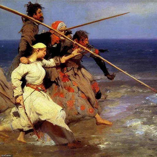 Image similar to the last battle, oil on canvas, ilya repin, 1 8 7 3