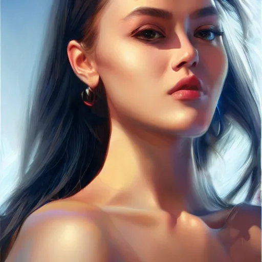 Image similar to a gourgeous digital influencer in the style of stefan kostic, realistic, full body, sharp focus, 8 k high definition, insanely detailed, intricate, elegant, art by stanley lau and artgerm