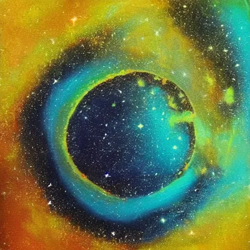 Image similar to “painting of a galaxy that looks like a toxic spill”