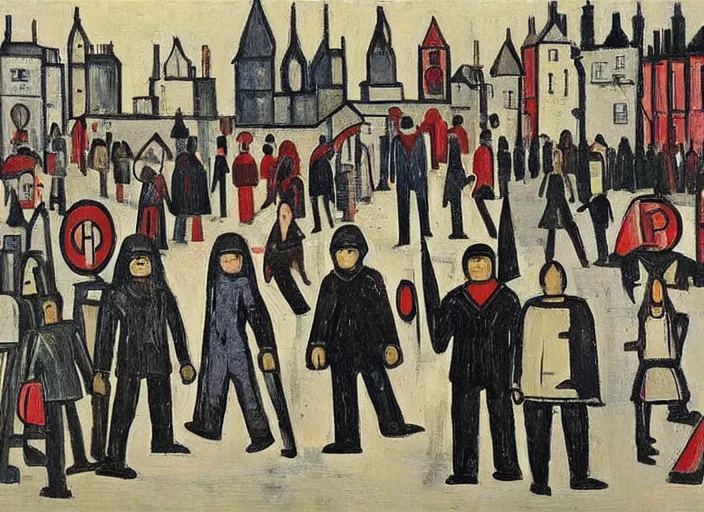 Image similar to the avengers by ls lowry