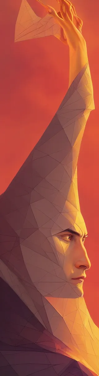 Prompt: symmetrical post - minimalism portrait of a magical triangle very stretched long expanded head stretching into a spiral into infinity, extremely long forehead, vibrant color scheme, highly detailed, in the style of romanticism, cinematic, artstation, moebius, greg rutkowski