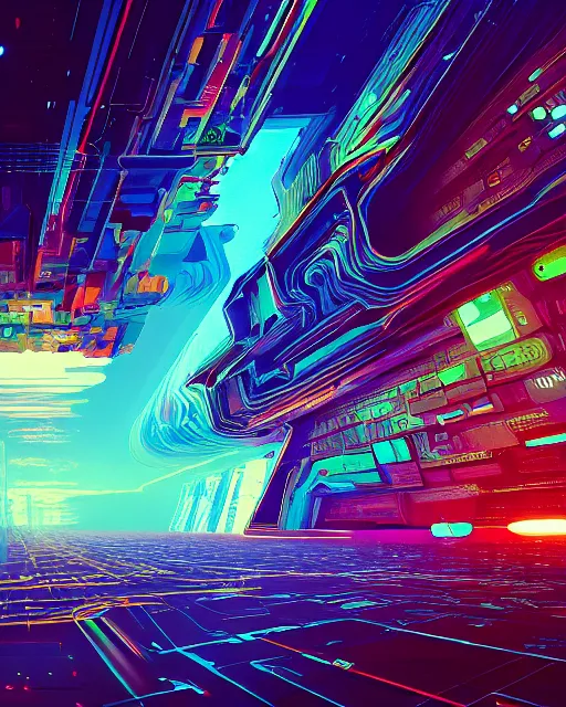 Image similar to Digital world, simulation theory, glitching, scifi, global illumination, unique landscape, fine details, perfect, 8k high detail, masterpiece, trending on ArtStation, by Alena Aenami, Petros Afshar, Liam Wong