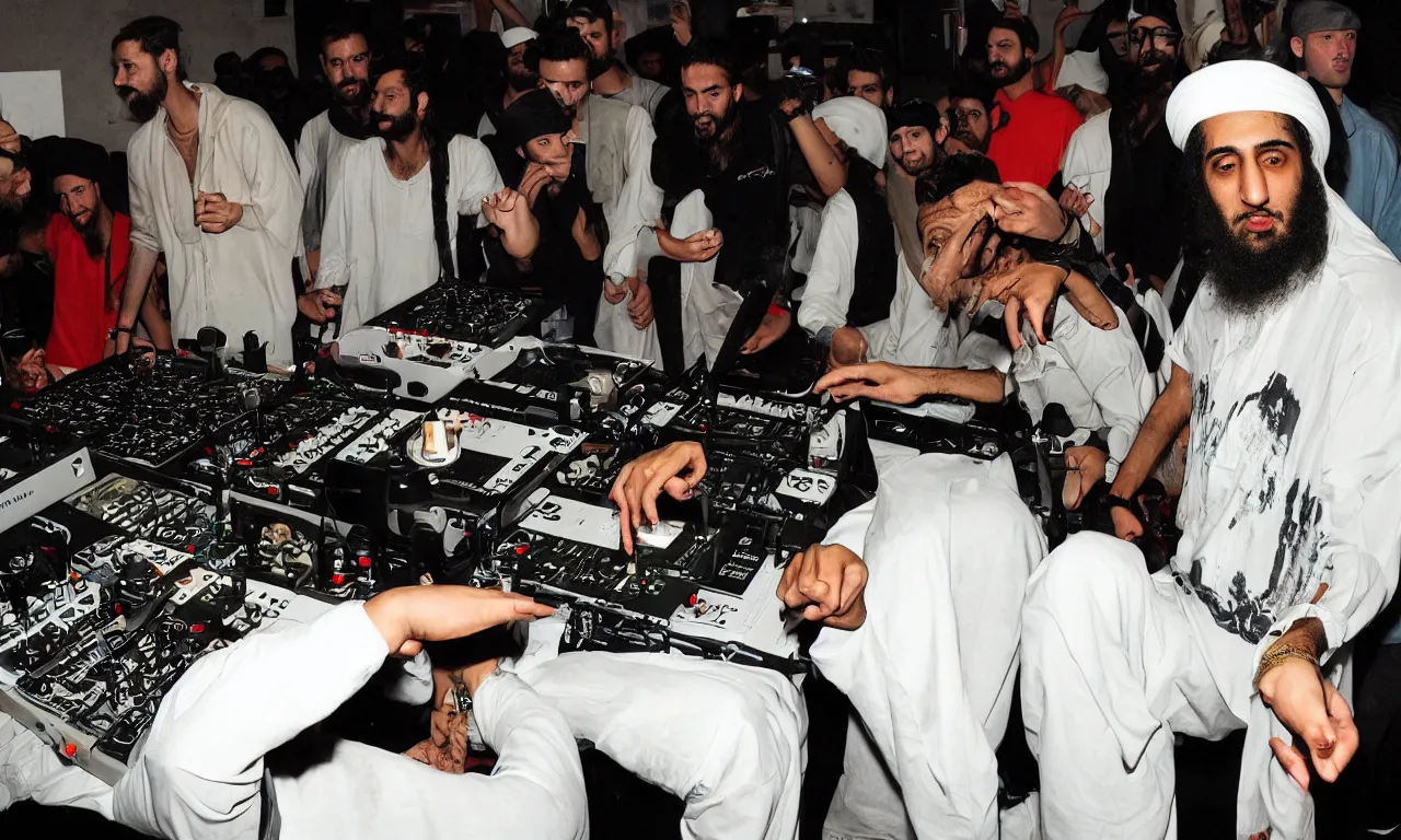 Image similar to DJ Osama Bin Laden (it was a sick boilerroom party)