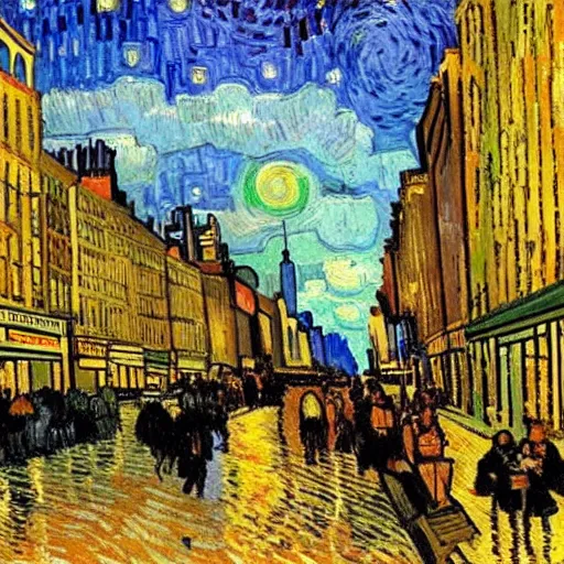 Image similar to new york city painted by vincent van gogh