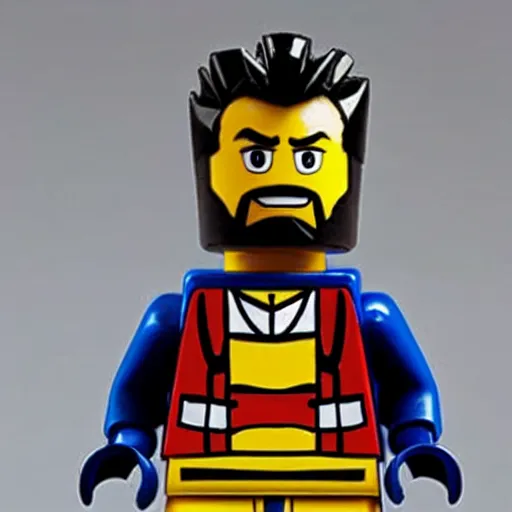 Prompt: hugh jackman as wolverine as a lego figurine