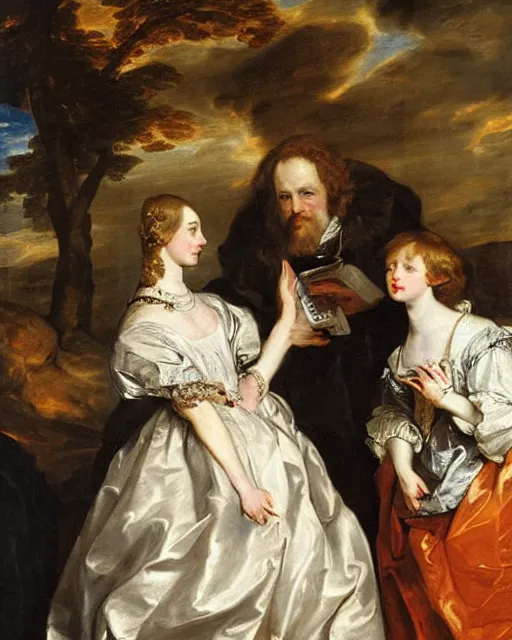 Prompt: a painting by anthony van dyck