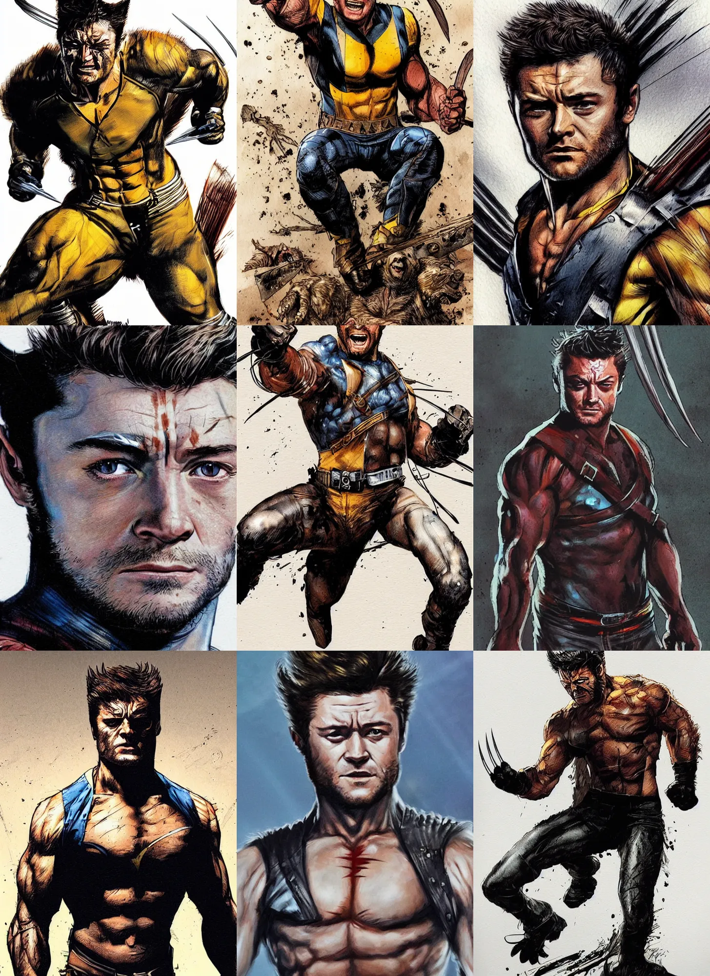 Prompt: Taron Egerton as Wolverine , in the style of simon Bisley, concept art