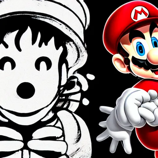 Prompt: super mario, junji ito