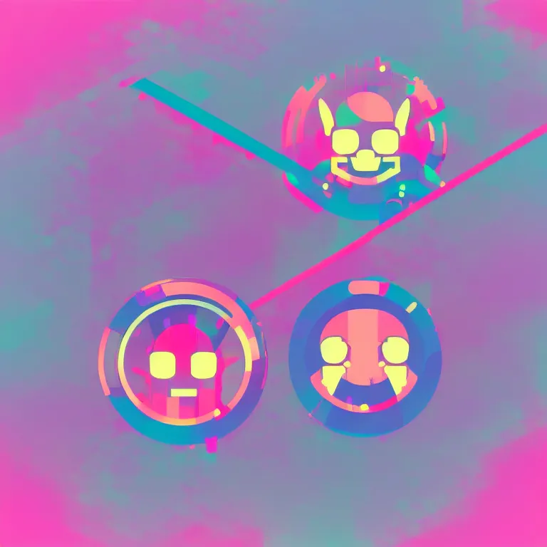 Prompt: cute cyberpunk kawaii style emblem, vibrant pastel colors, corporate logo, art deco, stylized, iconic, minimalist, vector art, professionally made with made with adobe illustrator, 🧒 📸 🎨, masterpiece
