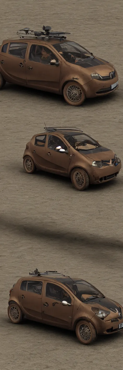 Image similar to octane render of steampunk version of Renault sandero from 1700th