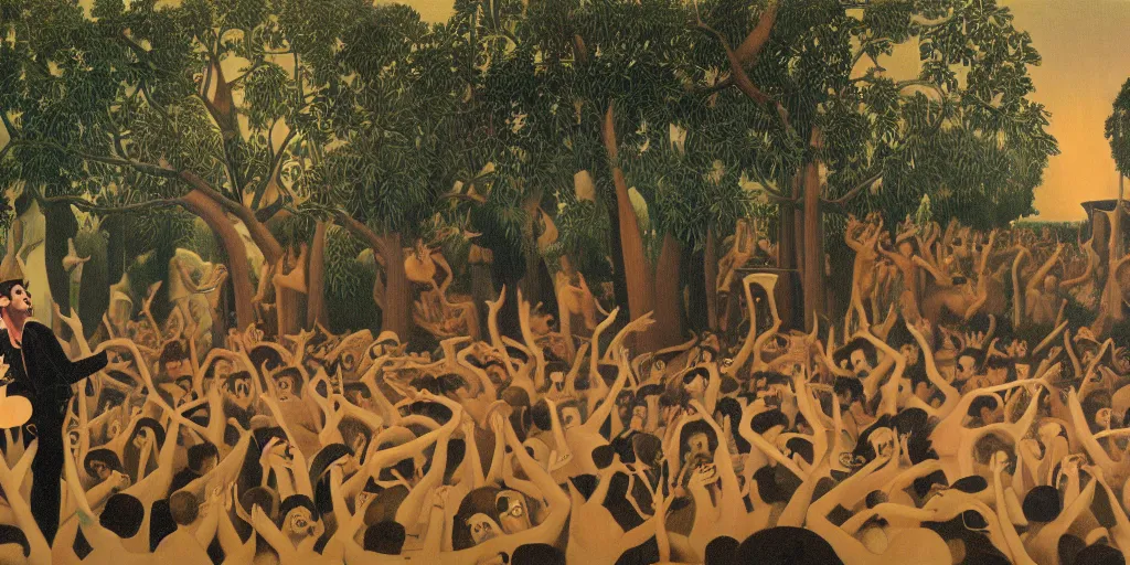 Image similar to a beautiful painting of Bad Religion playing a concert in Hell by Henri Rousseau 8k, 4k