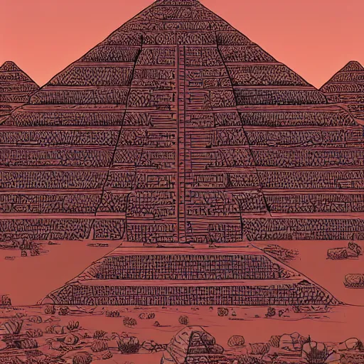 Image similar to tortoise in the desert pyramid ziggurat highly detailed concept art schematic, Laurie Greasley