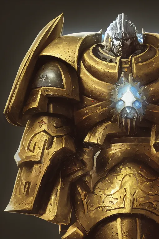 Image similar to armor portrait heros warhammer 4 0 k horus heresy fanart - the primarchs emperor by johannes helgeson animated with vfx concept artist & illustrator global illumination ray tracing hdr fanart arstation zbrush central hardmesh 8 k octane renderer comics stylized