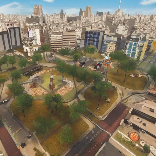 Image similar to a open world game set in buenos aires