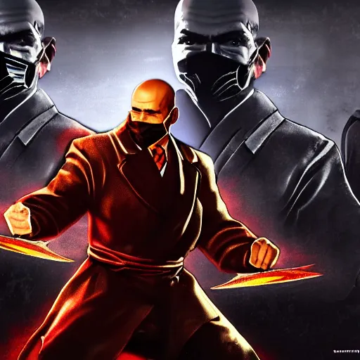 Image similar to lenin in mortal kombat mk 1 1 video game splash screen concept art very very detailed