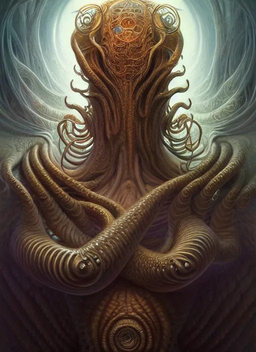 Image similar to portrait shot of cthulu, intricate, elegant, highly detailed, centered, digital painting, artstation, concept art, smooth, sharp focus, illustration, artgerm, tomasz alen kopera, peter mohrbacher, donato giancola, joseph christian leyendecker, wlop, boris vallejo