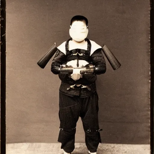 Prompt: bizarre japanese milk warrior, daguerrotype