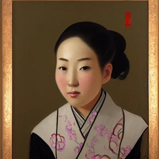 Prompt: A Chinese Girl, painted by Hun Liu