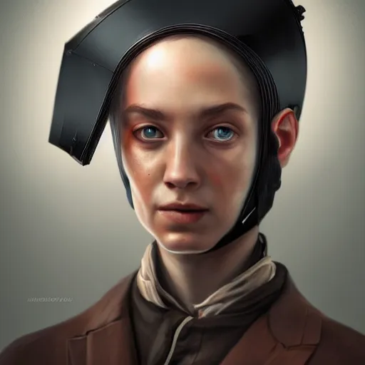 Prompt: An Amish Cyborg cinematic, high technology, highly detailed portrait, digital painting, concept art, smooth, sharp focus,