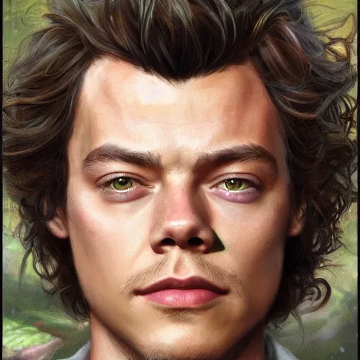 Prompt: the harry styles as a realistic d & d fantasy character, closeup portrait art by donato giancola and greg rutkowski, vintage retro, realistic face, digital art, trending on artstation, symmetry!!