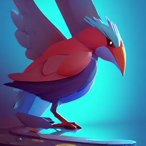 Image similar to bird pokemon:: by beeple and James Gilleard and Justin Gerard :: ornate, dynamic, particulate, intricate, elegant, highly detailed, centered, artstation, smooth, sharp focus, octane render, 3d