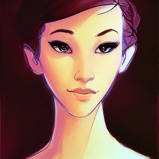 Prompt: portrait of a beautiful woman by glen keane