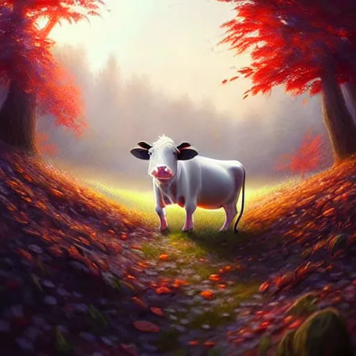 Image similar to epic professional digital art of 🐄🐭🍁!!!!!!!!!!, best on artstation, cgsociety, wlop, cosmic, epic, stunning, gorgeous, much detail, much wow, masterpiece W 1024